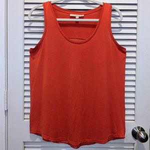 Loft Women's Tank Top Sleeveless Size Medium Orange With Crinkled Back.